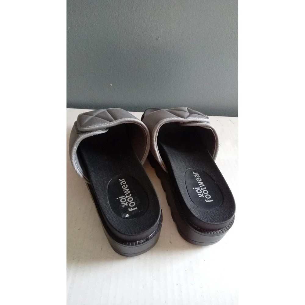 Koi Footwear‎ Grey Quilted Platform Slide Sandals Adjustable Strap Mens Womens